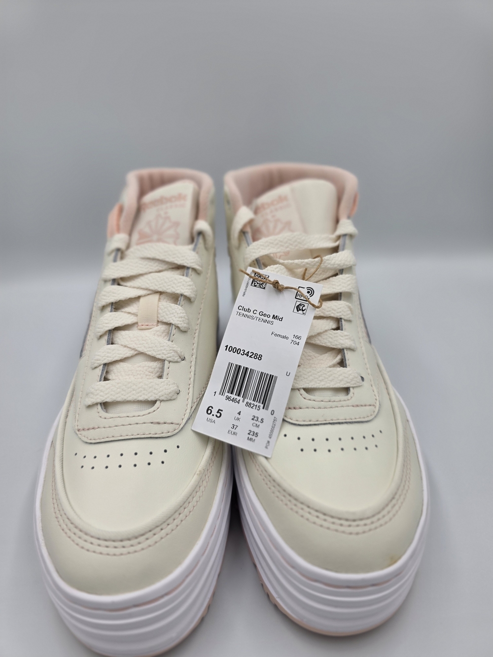Reebok Women’s Club C Geo Mid Platform Sneakers - Cream Pink - Picture 2 of 6